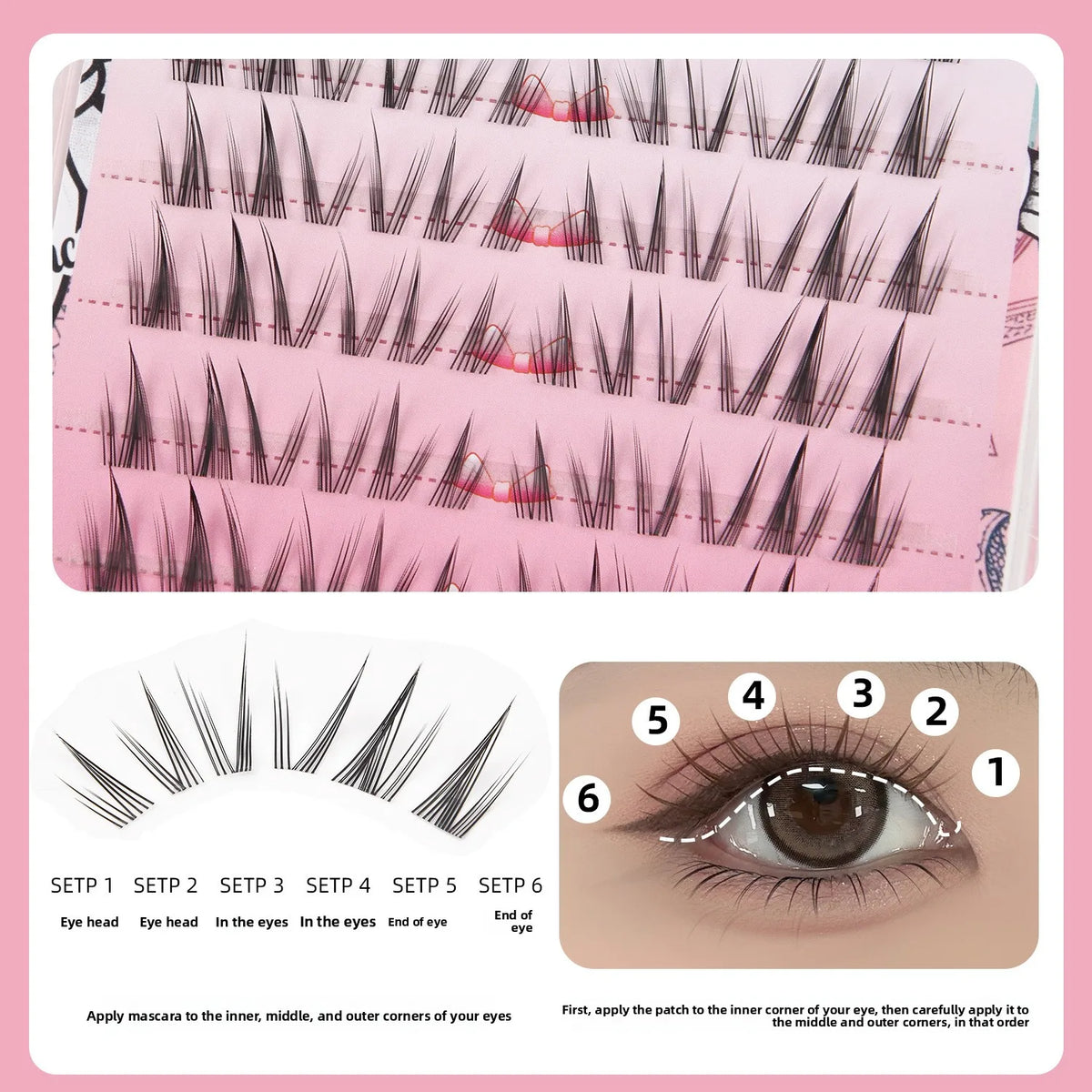 No-Glue False Eyelashes – Fluffy Manga Cat Winged Strip Lashes False Eyelashes SWANS