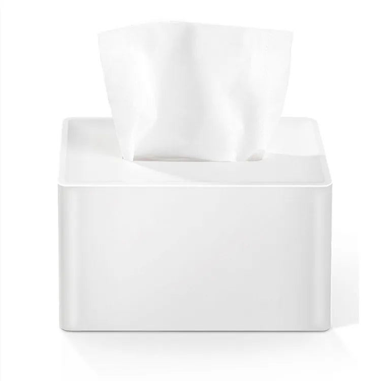 SWANS Solid Color Plastic Tissue Box with Bottom Cap Tissue Box Holder SWANS WHITE