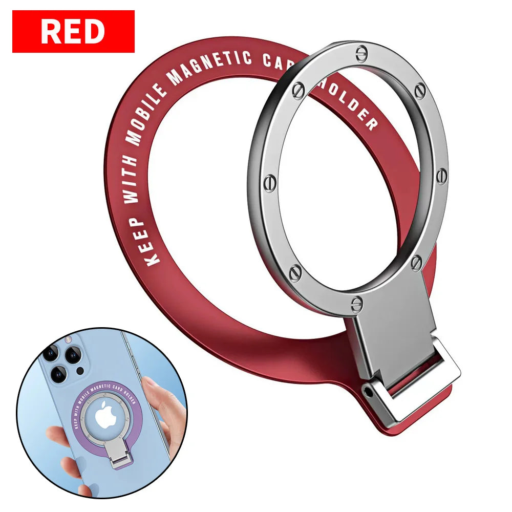 Ultra Thin Magnetic Ring Buckle Phone Holder – Metal Folding Phone Ring Holder SWANS RED