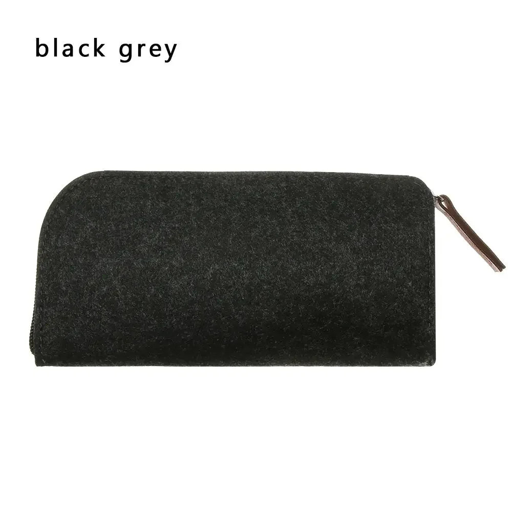 Wool Felt Zipper Glasses Case – Unisex Eyewear Pouch Glasses Case SWANS black grey