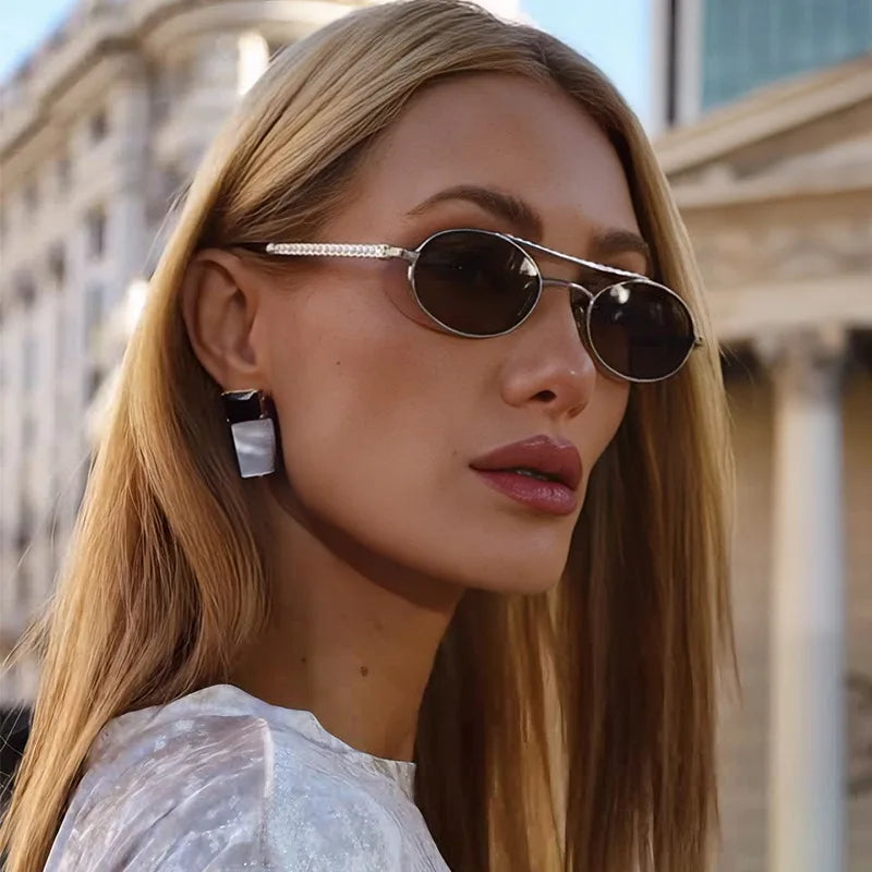 Y2K Punk Oval Sunglasses – Pearl Double Bridge | TOYEARN Fashion Sunglasses SWANS