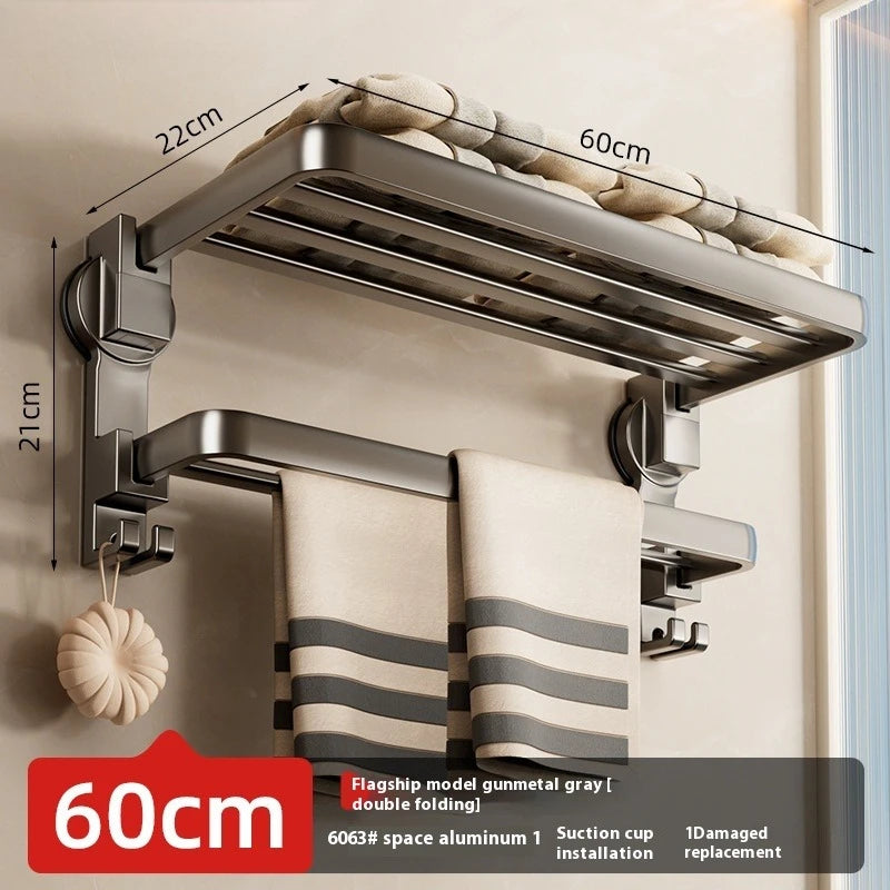 SWANS No-Drill Suction Cup Towel Rack – Double Bar & Hook Bathroom Towel Rack SWANS A towel holder 60CM
