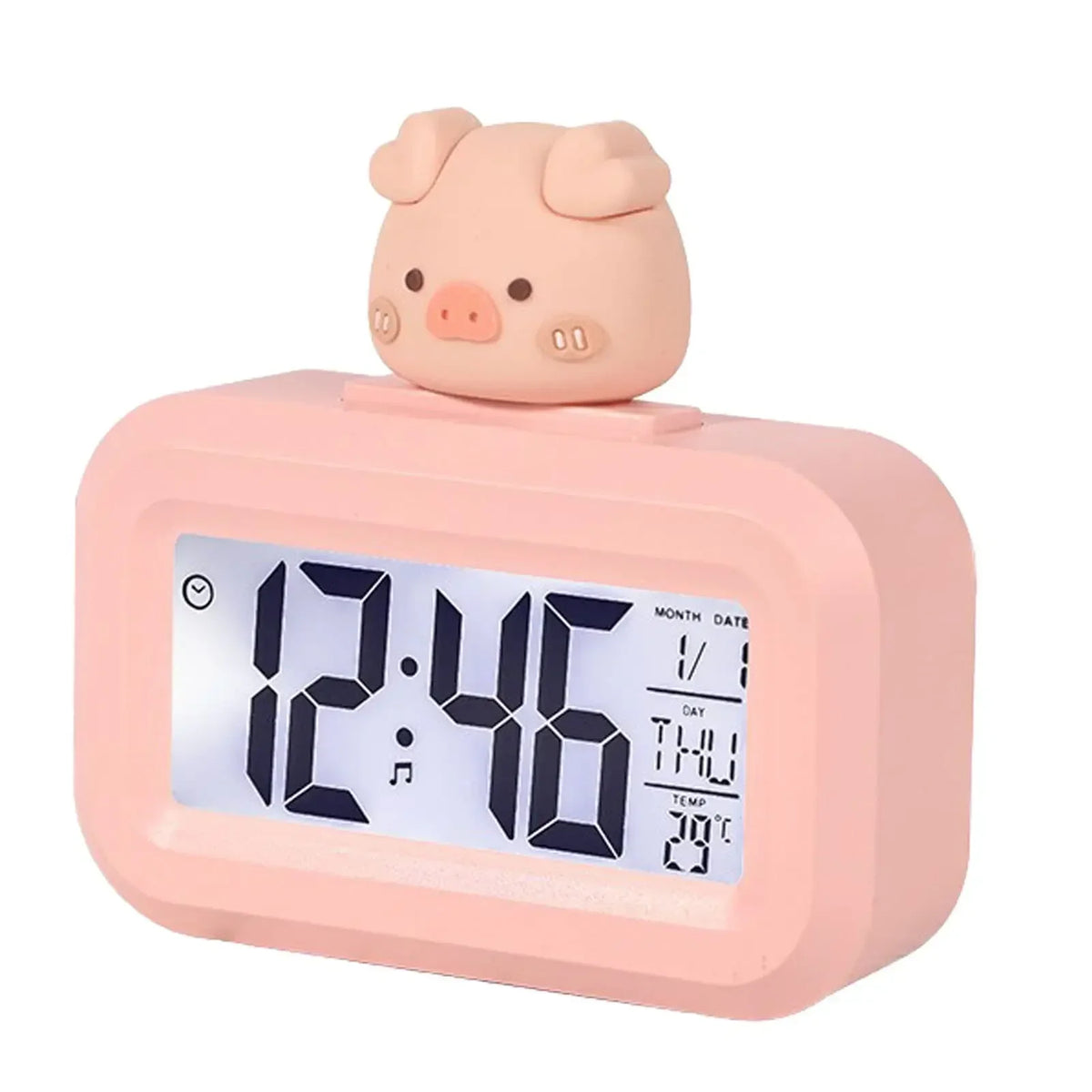 Cute Pig LED Alarm Clock – Temperature, Calendar & Snooze Digital Alarm Clock SWANS