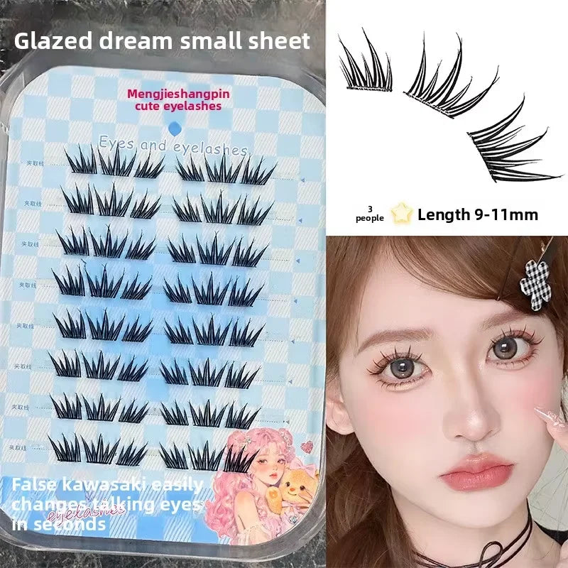 No-Glue 3D Manga Cat Eye False Lashes – Reusable & Curly