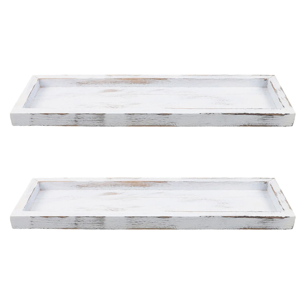 2-Pack Rustic Wooden Farmhouse Decorative Rectangle Trays Decorative Wood Tray SWANS Default Title