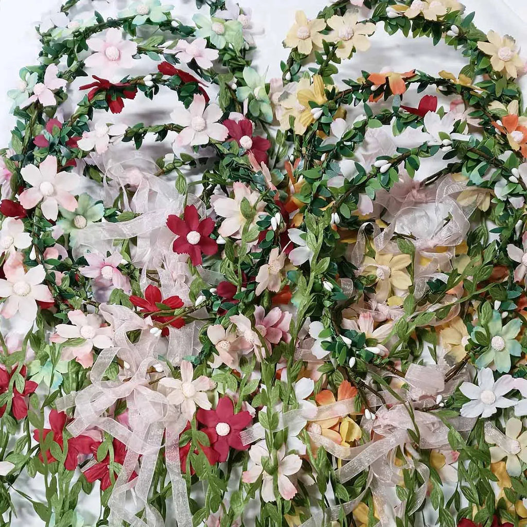 Bohemian Floral Crown Headband – Bridal Wedding Hair Wreath Floral Crown Headband SWANS