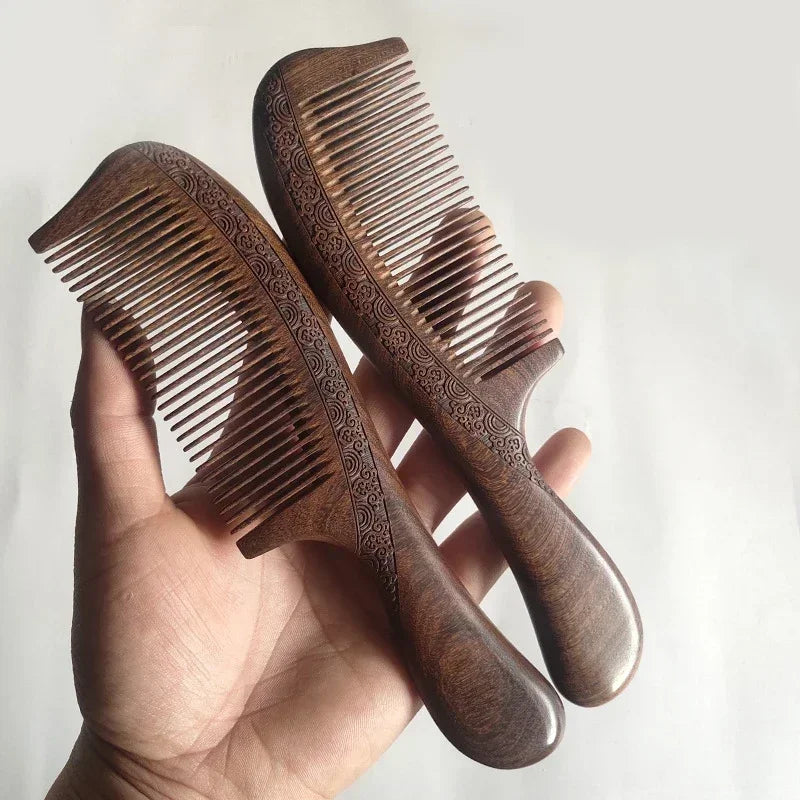 SWANS Natural Sandalwood Hair Comb – Engraved Gift Comb Wooden Hair Comb SWANS