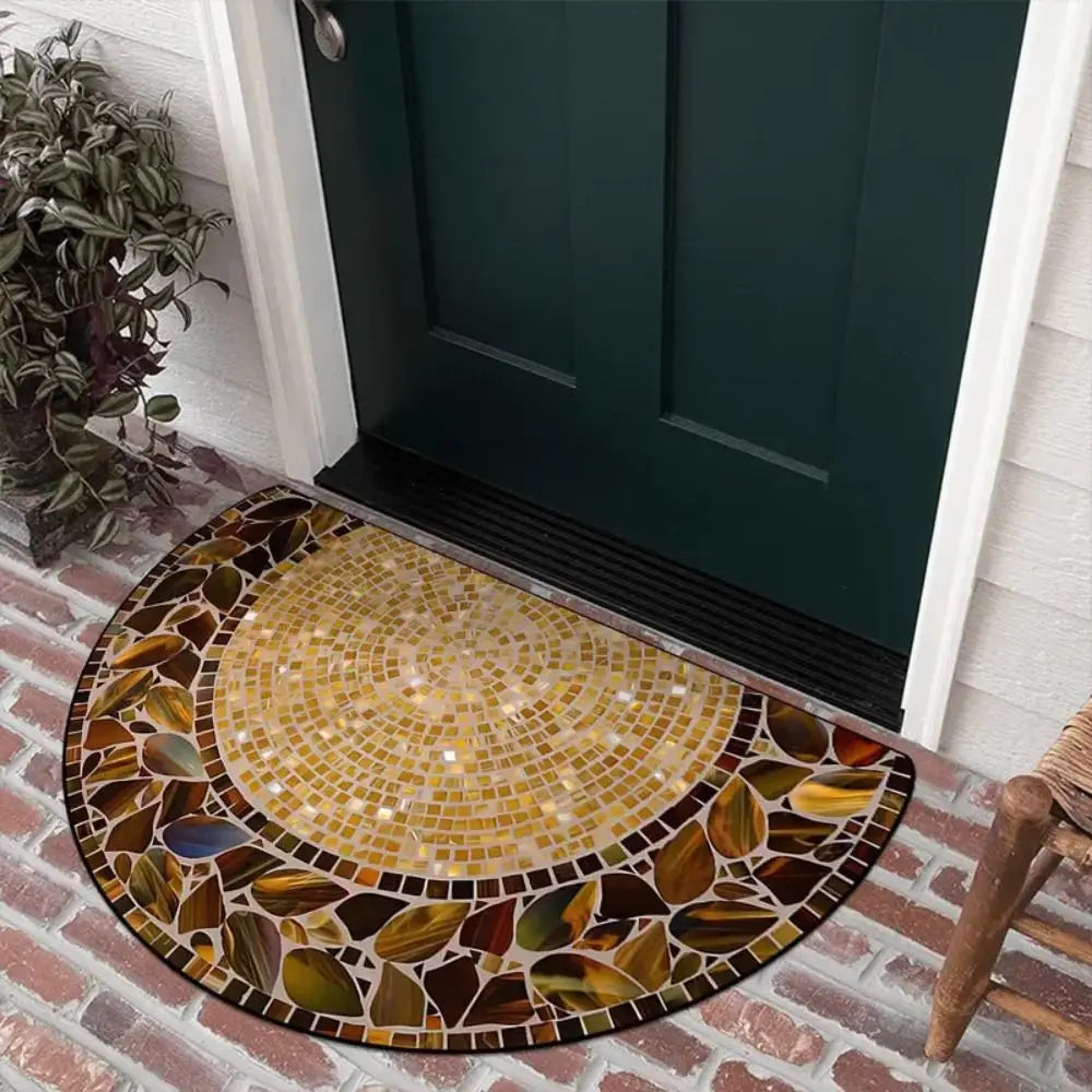 Semi-Circular Non-Slip Door Mat – Ethnic Style Entrance Rug Door Mat SWANS