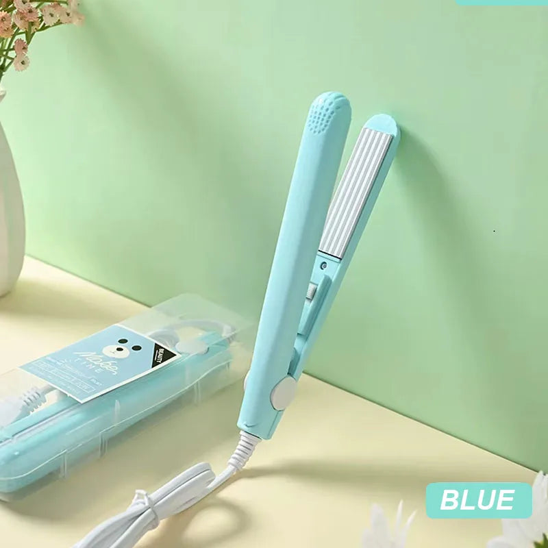 YIBER Mini Ceramic Hair Crimper Wave Iron – Travel Ready Mini Hair Crimper SWANS Blue China Mainland US