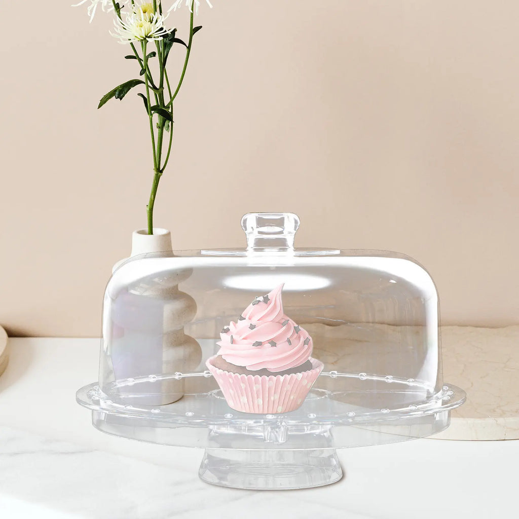 Transparent Acrylic Cake Stand with Lid – Wedding Dessert Tray Cake Display Stand SWANS Default Title