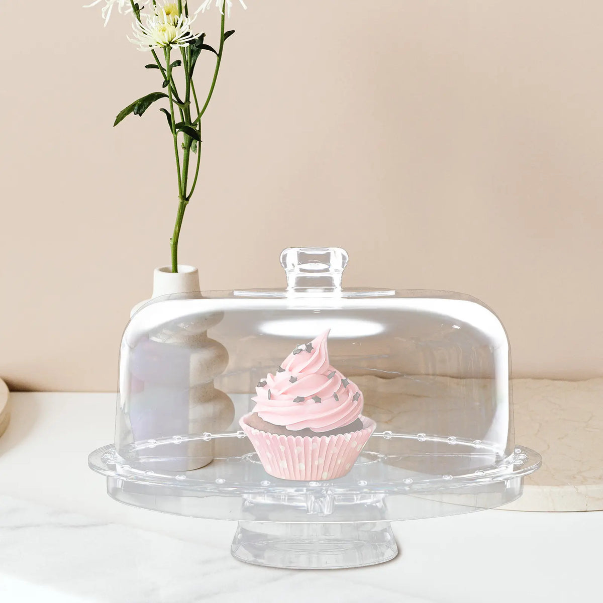 Transparent Acrylic Cake Stand with Lid – Wedding Dessert Tray Cake Display Stand SWANS Default Title