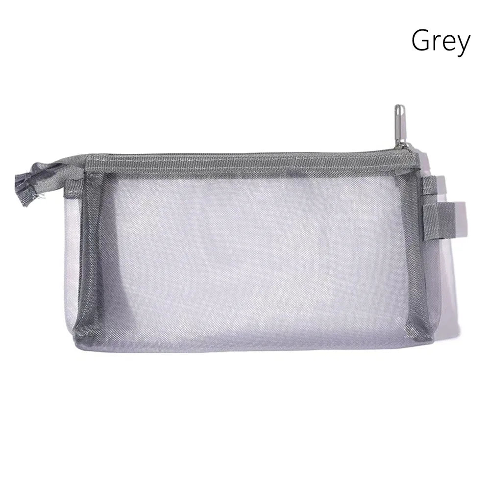 Transparent Mesh Makeup Bag – Portable Cosmetic Organizer Cosmetic Makeup Bag SWANS Grey