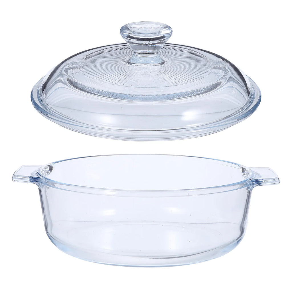 SWANS 0.8L Oval Glass Casserole Dish with Lid & Handles Glass Casserole Dish SWANS