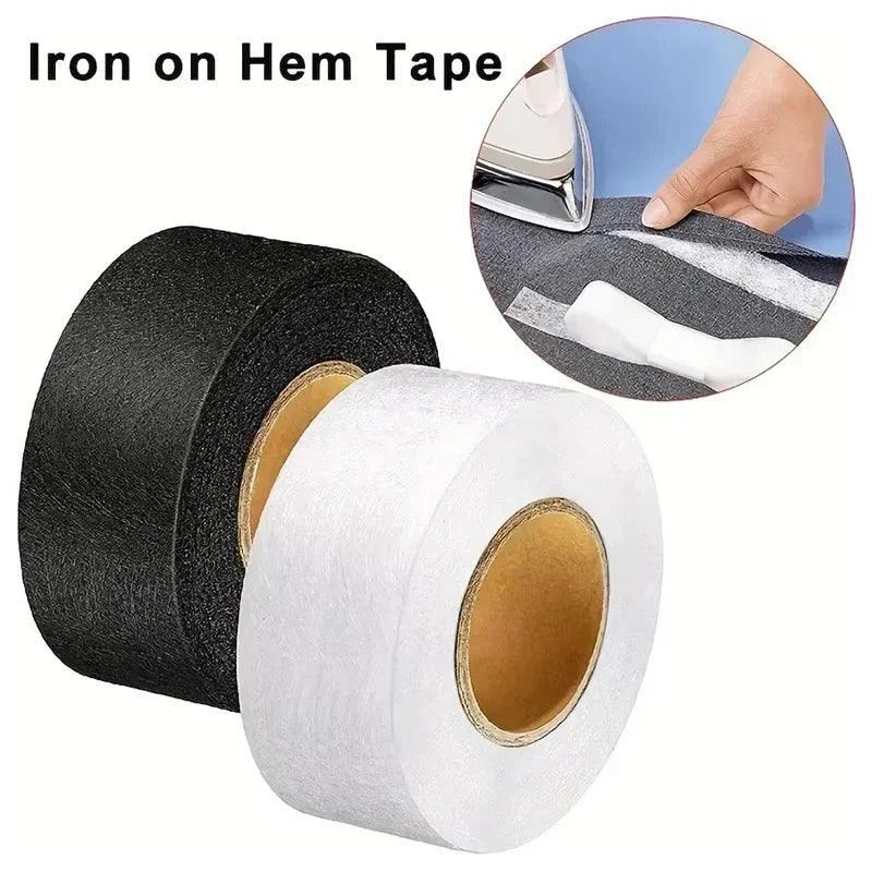 2-Pack Iron-On Hem Tape – Double-Sided Fusible Web Black & White Iron-On Hem Tape SWANS