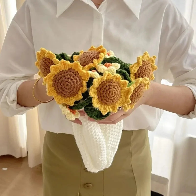Sunflower Bouquet Blanket – Knitted Throw Unfolds to Sofa Cover Knitted Throw Blanket SWANS
