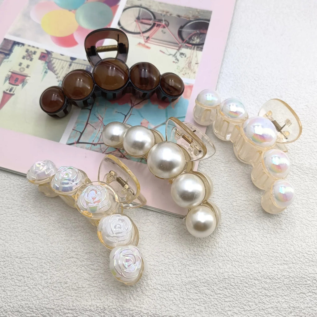 Large Acrylic Bead Hair Claw Clips for Women – Shark Clamp Hair Claw Clip SWANS