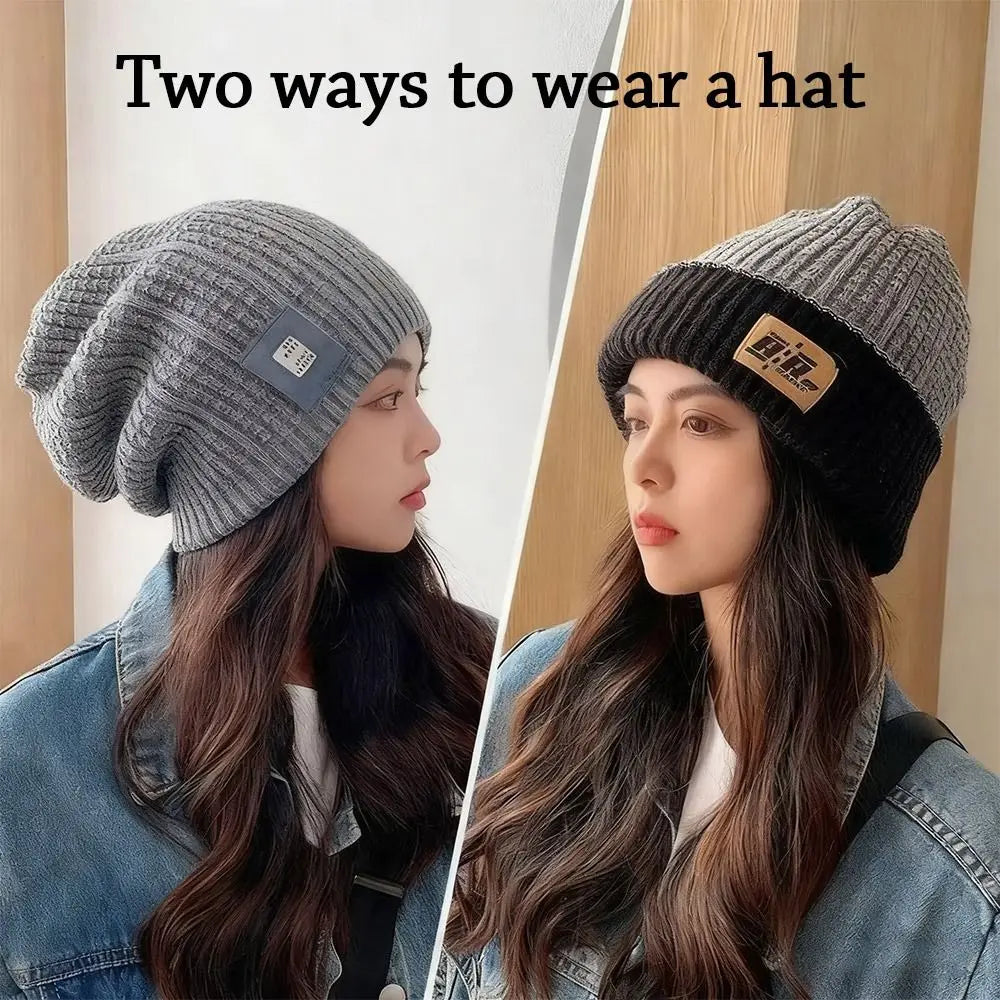 Women's Thickened Knit Beanie Hat with Ear Protection Knit Beanie Hat SWANS