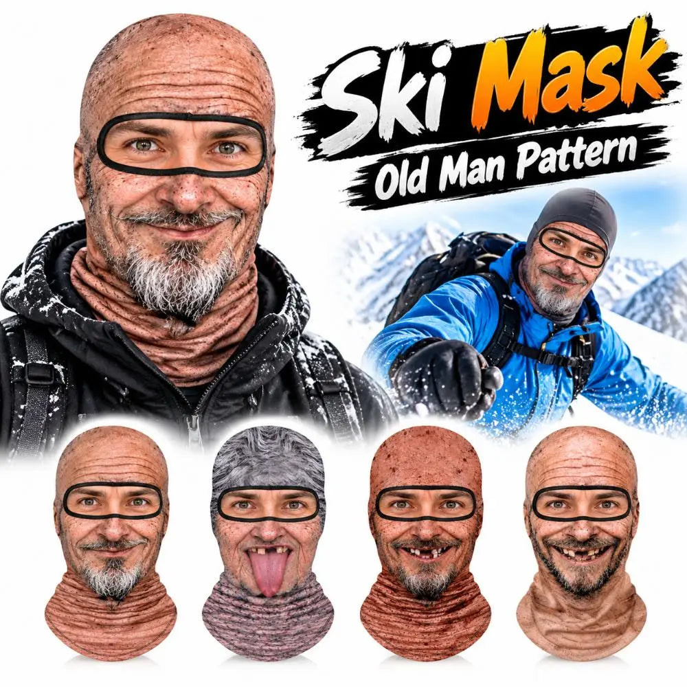 Funny 3D Old Man Print Balaclava – Windproof Winter Ski Mask Winter Balaclava Mask SWANS
