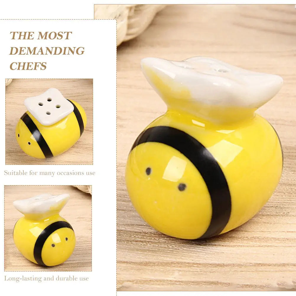 Honeybee Ceramic Salt & Pepper Shakers Set – 2Pcs Kitchen Spice Shaker Set SWANS