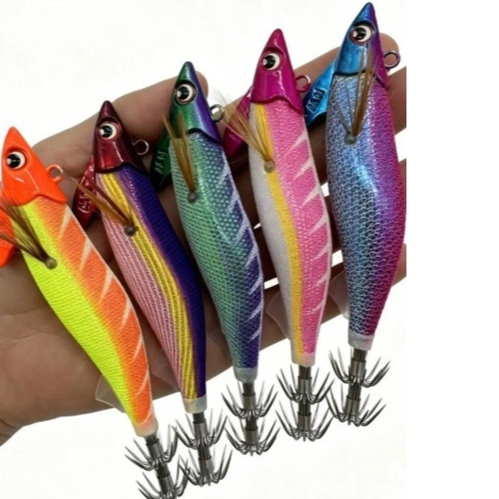 Wood Shrimp Squid Jig Hook 11.5cm – Glow Fishing Lure Squid Fishing Jig SWANS