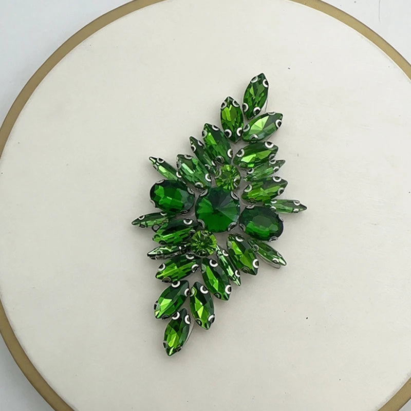 Floral Rhinestone Iron-On Applique – Crystal Beaded Patch Rhinestone Iron-On Patch SWANS A7