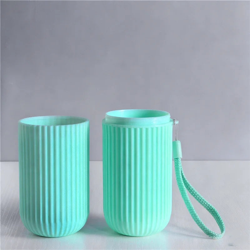 SWANS Portable Travel Toothbrush Cup with Lanyard | Striped Travel Toothbrush Cup SWANS