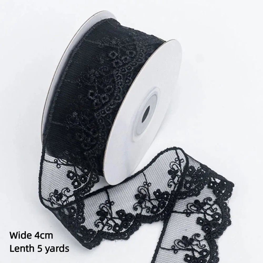 Hollow Lace Ribbon Jacquard Polyester DIY Craft – 5 Yards Lace Craft Ribbon SWANS Black