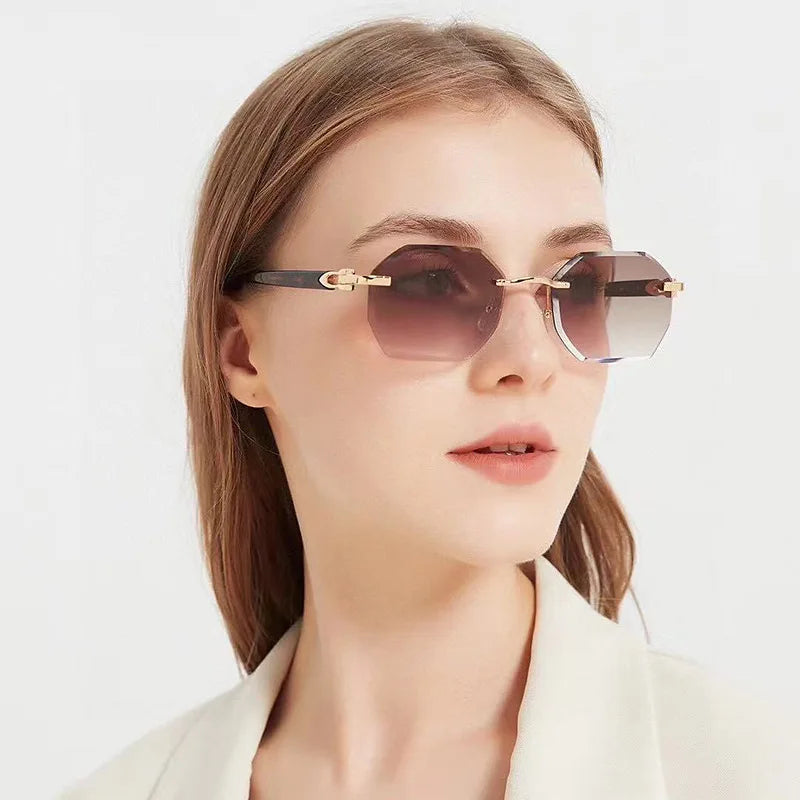 TOYEARN Y2K Rimless Sunglasses – Diamond Cut Punk Unisex Rimless Sunglasses SWANS