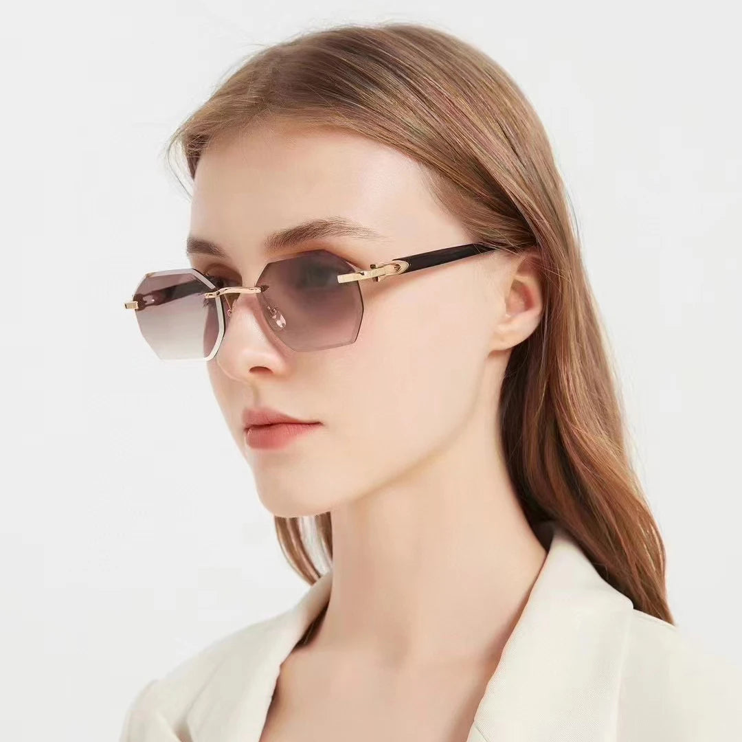 TOYEARN Y2K Rimless Sunglasses – Diamond Cut Punk Unisex Rimless Sunglasses SWANS