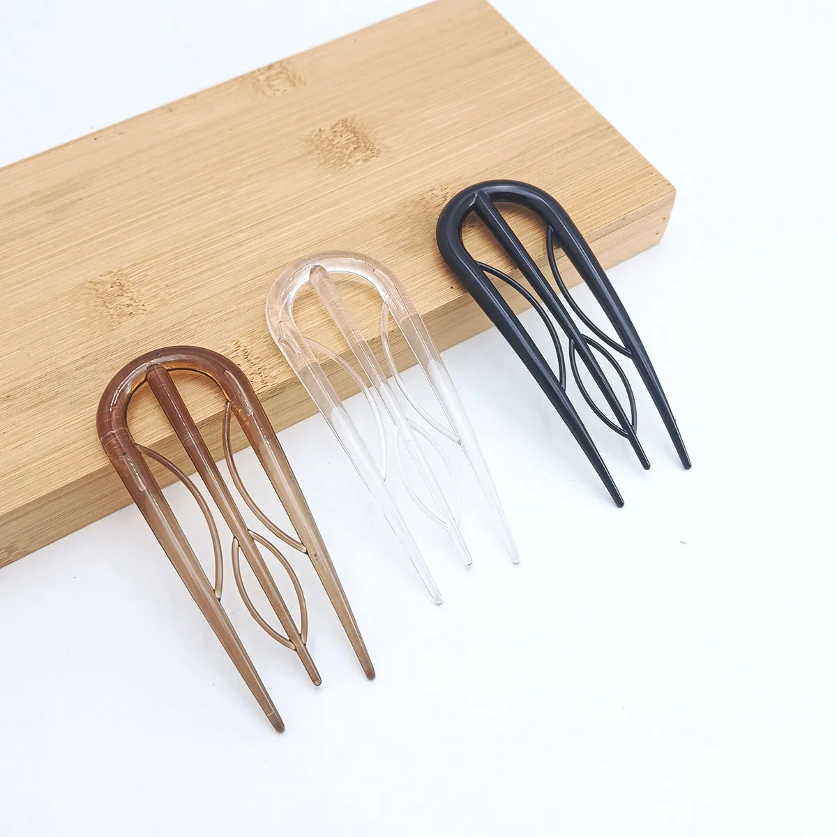 Vintage Branch Hair Forks 3-Teeth Plastic Pins for Women Hair Fork Pins SWANS 3 Pcs E