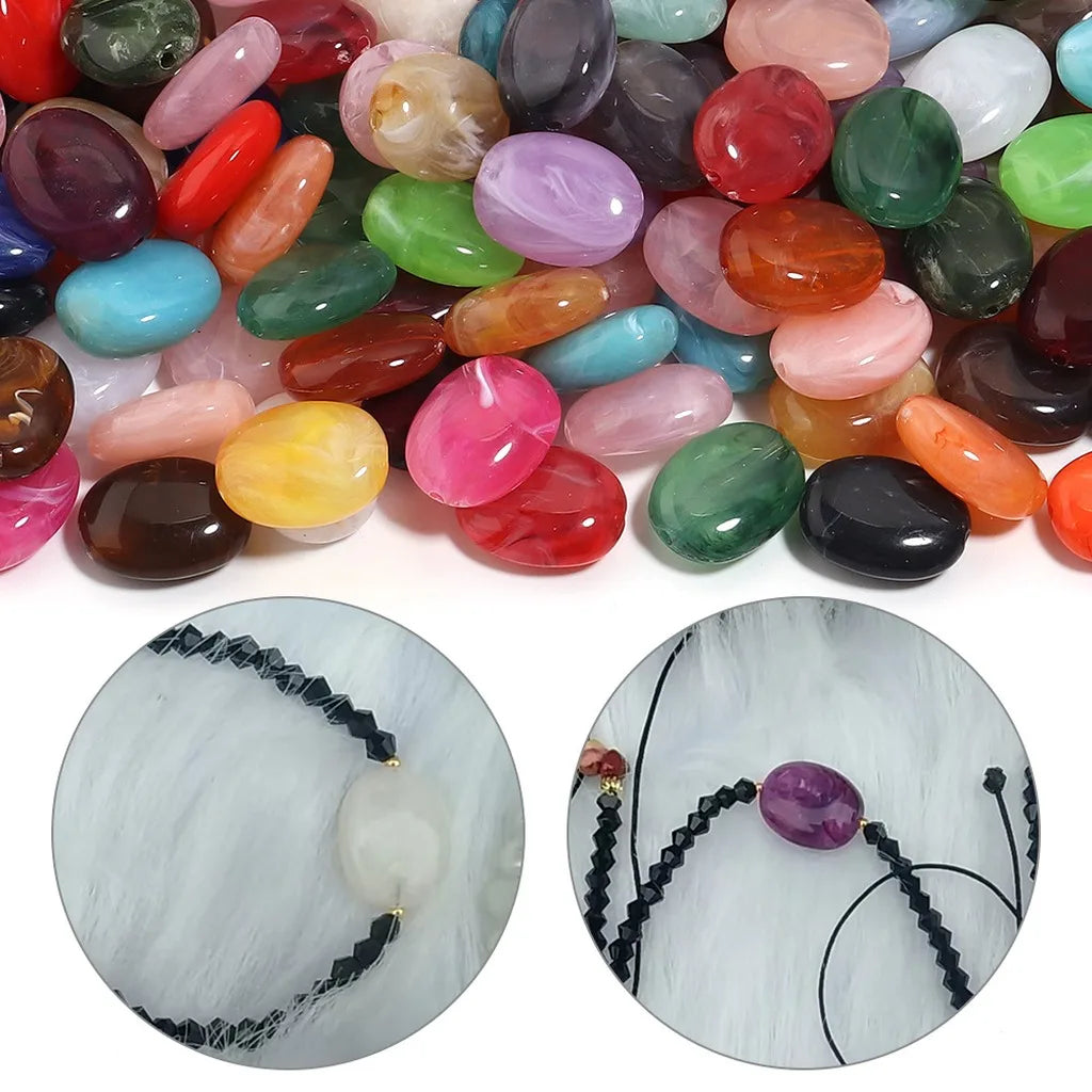 Acrylic Imitation Jade Flat Oval Beads – 20pc DIY Jewelry Pack DIY Jewelry Beads SWANS