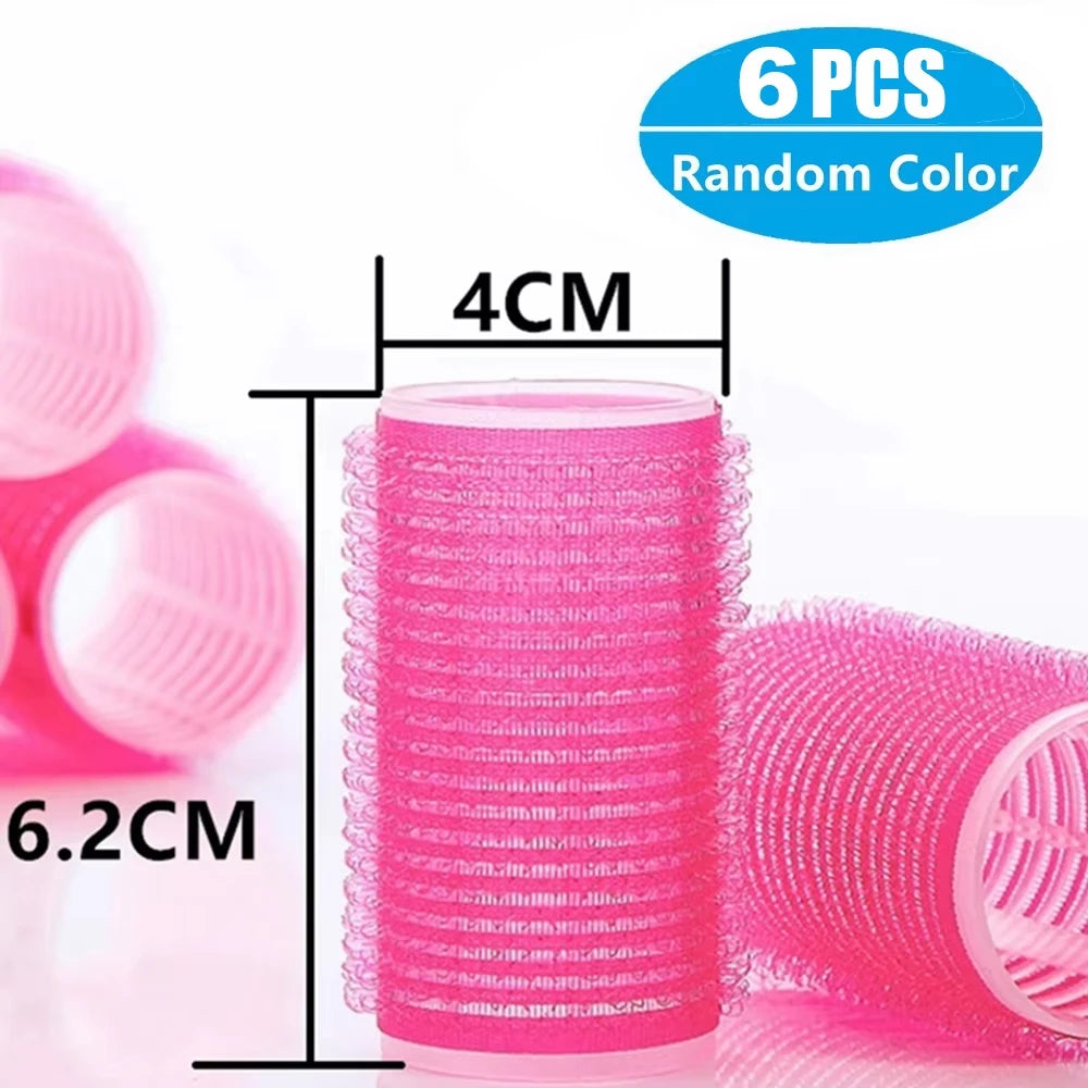 6-Pack Jumbo Self-Grip Heatless Hair Rollers – DIY Curlers Hair Rollers SWANS 40mm random color