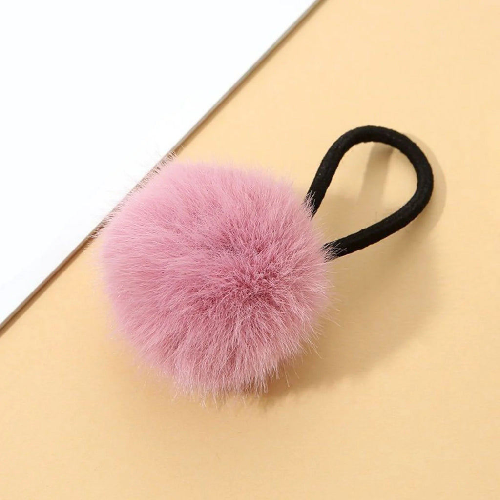 7-Pack Furry Pom Hair Ties – Soft Plush Girls Hair Elastics Girls Hair Ties SWANS