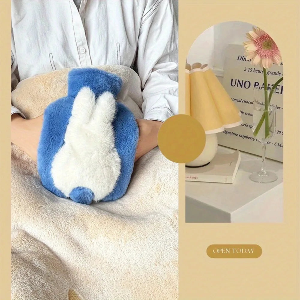 Thick Plush Hot Water Bottle – Cute Bunny Tail Heated Cushion Plush Hot Water Bottle SWANS