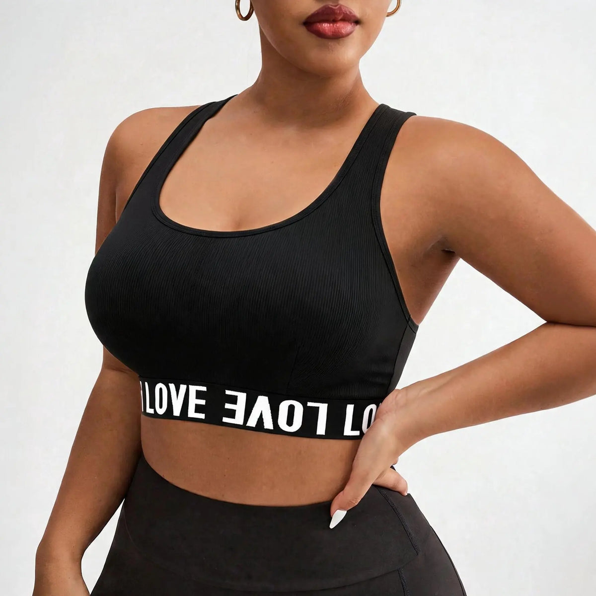 Plus Size Racerback Sports Bra – High Support Yoga Crop Top Sports Bra Crop Top SWANS 250805 1XL