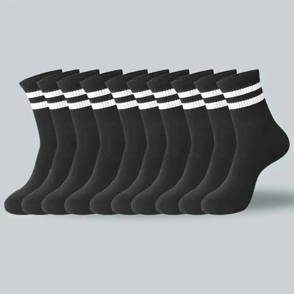 Men's Breathable Crew Socks Parallel Bars Design – 10-Pack Men's Crew Socks SWANS 10 Pairs White One Size