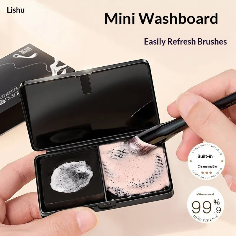 Makeup Brush Cleaning Set – Scrubber Mat, Soap & Dry Box Brush Cleaning Set SWANS