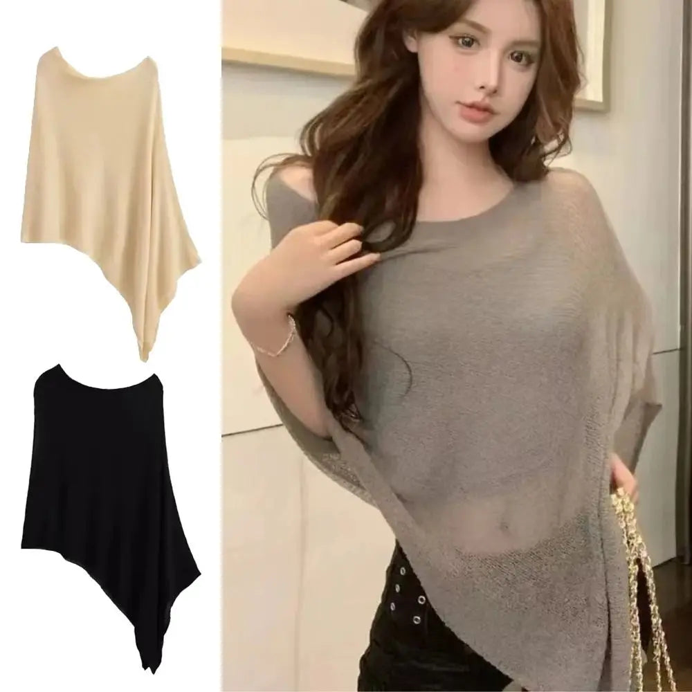 Women's Ice Silk Irregular Cape Shawl – Lightweight Sun Wrap Cape Shawl Wrap SWANS