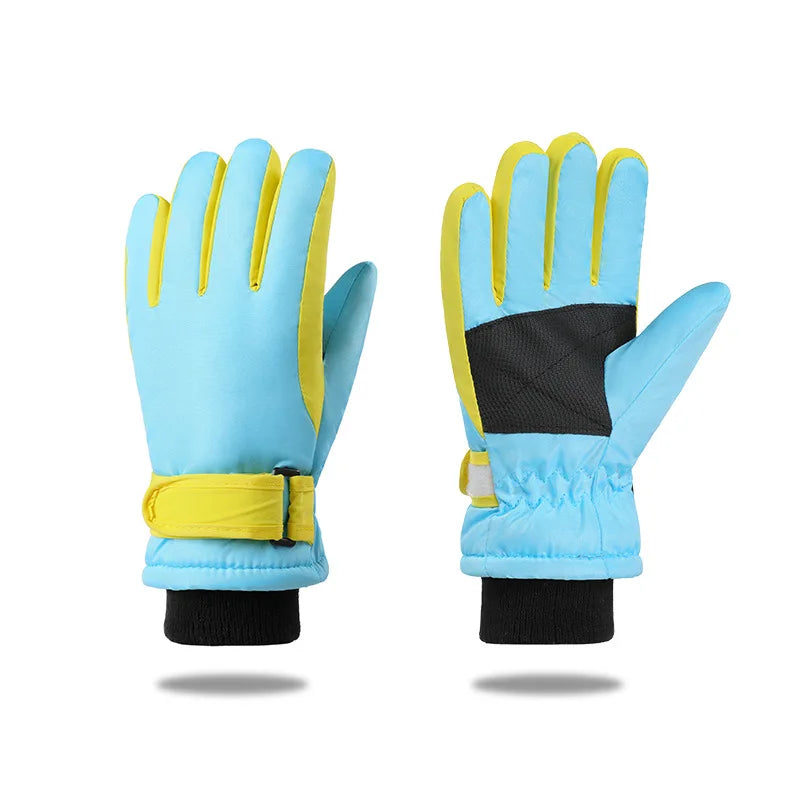 Kids Winter Ski Gloves Waterproof Fleece Lined | Ages 3–15 Kids Winter Gloves SWANS Lack Blue 3-5Y