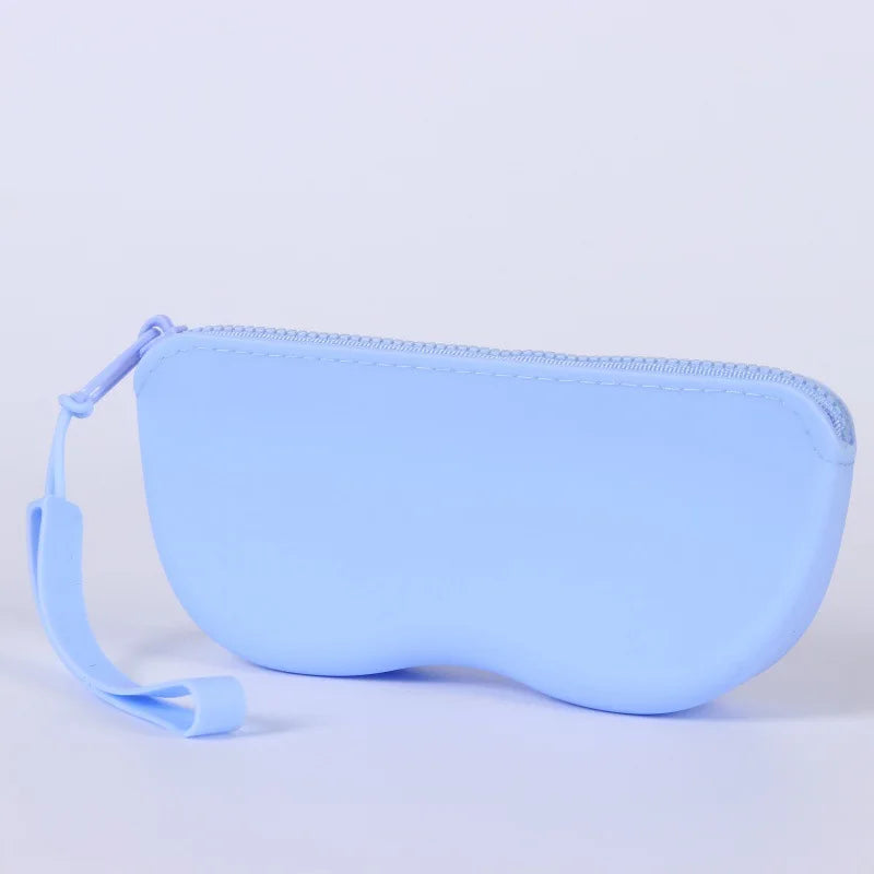 Soft Silicone Zipper Eyeglass Case – Waterproof & Dustproof Eyeglass Case SWANS Light Blue