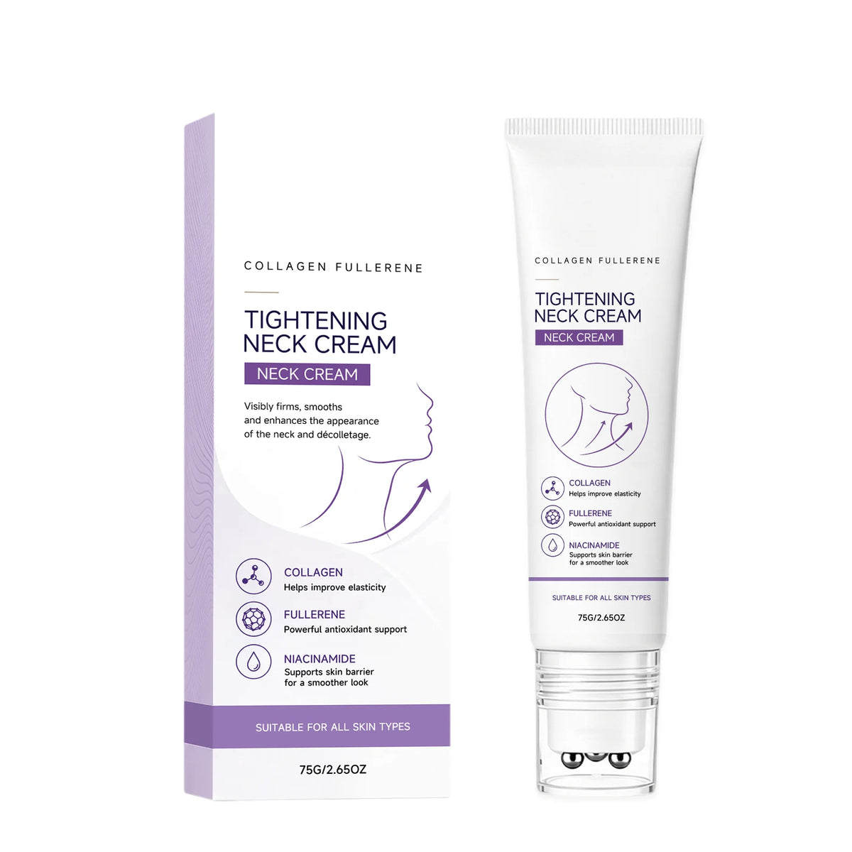 Firming Neck Cream with Massage Roller – Smooth & Moisturize Neck Firming Cream SWANS 75g boxed