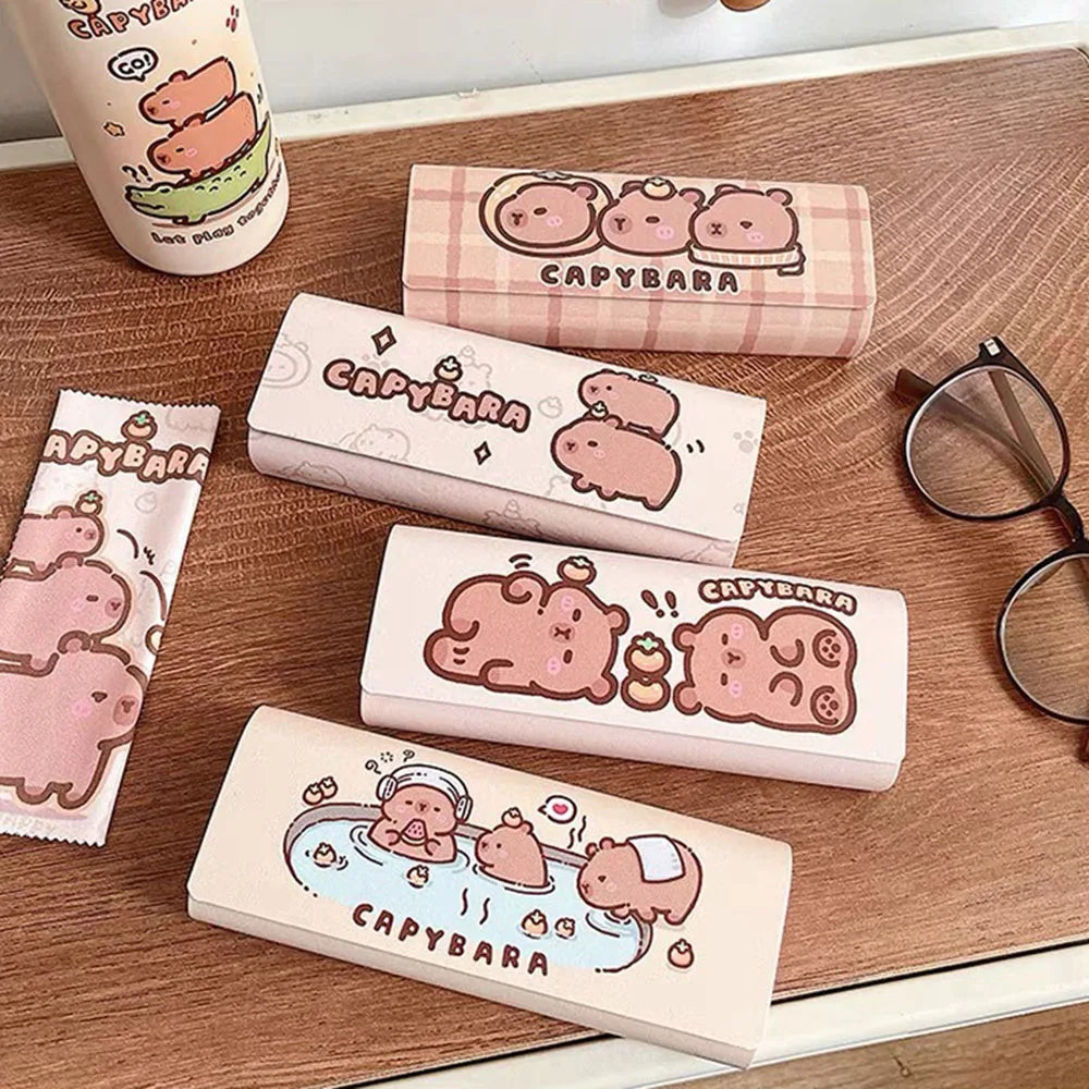 Capybara Eyeglasses Case – PU Leather Hard Shell Glasses Box Eyeglasses Case SWANS