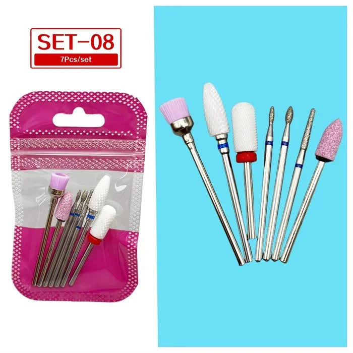 Tungsten Steel Nail Drill Bit Set – Cuticle Milling Cutter 6/7pc