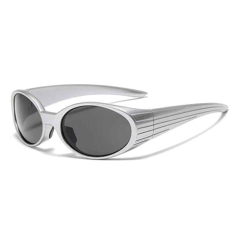 Y2K Steampunk Vintage Sunglasses Unisex UV400 Punk Goggle Steampunk Sunglasses SWANS Silver Black