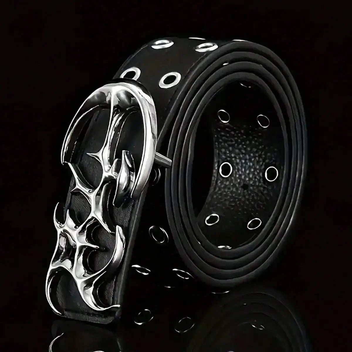Y2K Hollow Punk Belt – Unisex Metal & PU Fashion Belt Fashion Belt SWANS black 110cm