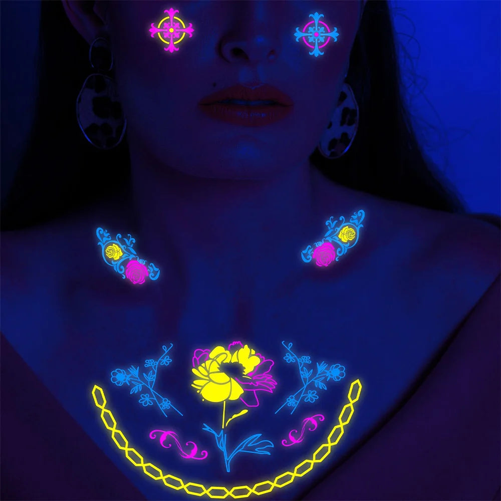 Halloween Glow Temporary Tattoo Stickers – Ghost Body Art Temporary Tattoo Stickers SWANS