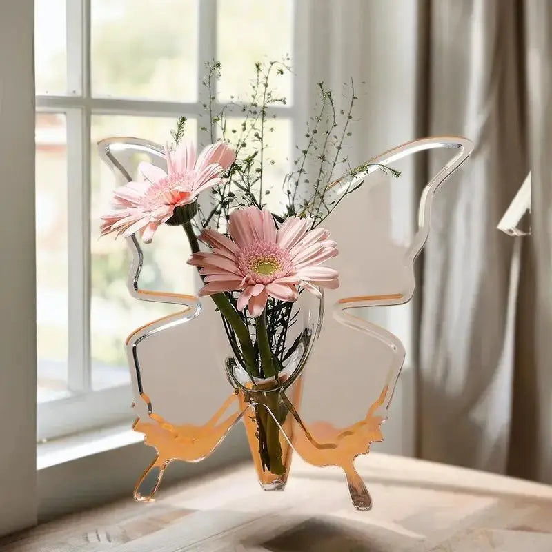 SWANS Clear Acrylic Butterfly Vase – 3D Flower Home Decor Decorative Vase SWANS