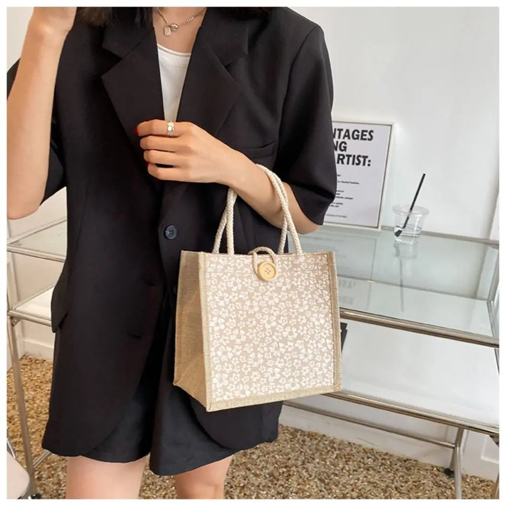 Linen Canvas Bucket Tote Bag – Chic Everyday Handbag Linen Tote Bag SWANS