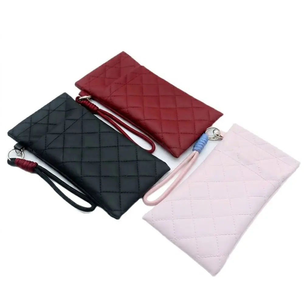PU Leather Double-Layer Glasses Storage Bag | Grid Pattern Eyeglass Case SWANS
