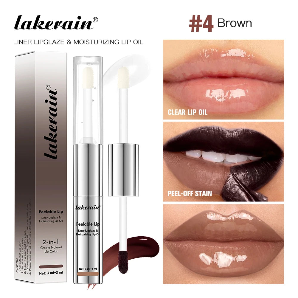 2-in-1 Peel Off Lip Liner & Lip Oil – Waterproof, 7 Colors Lip Liner & Lip Oil SWANS 4Brown